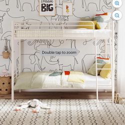 Mainstays Convertible Twin over Twin Metal Bunk Bed, Off White