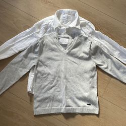 ZARA White Shirt With Gray Sweater Size 8