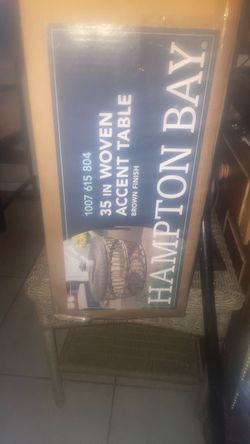 Brand New In Box Hampton Bay 35” Woven Accent Table Brown
