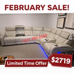 3-Piece Power Reclining Sectional with Right Side Console, Drop-Down Cup Holders, Power Headrests, Storage Arms(Top and Side), Cup holders, Reading Li
