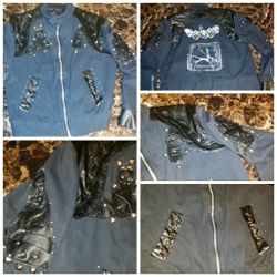 Custom spike leather jacket.