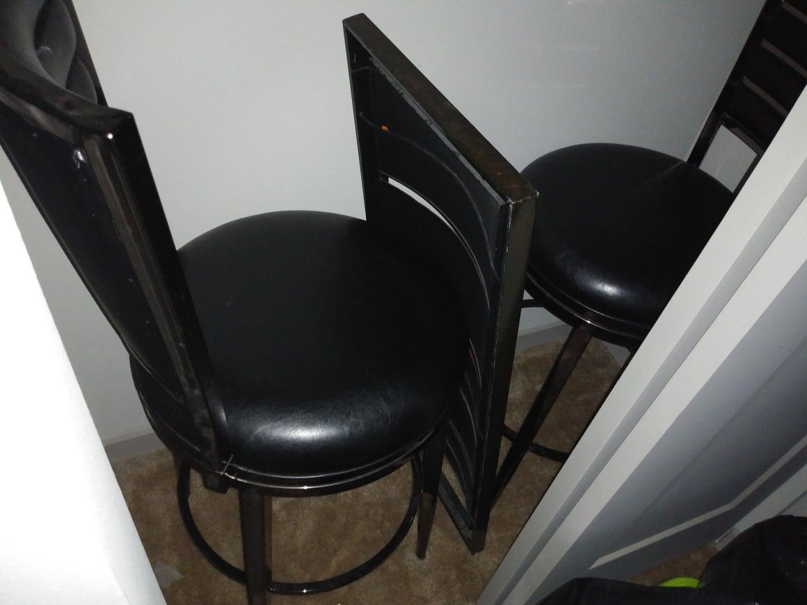 Set leather chrome retro bar stools