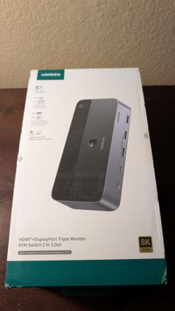 UGREEN 8K@60Hz HDMI Displayport KVM Switch 3 Monitors 2 Computers