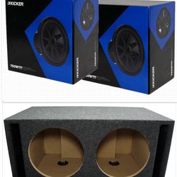 Brand New 2 12 Kicker CVX SUBWOOFERS WITH PORTED BOX
