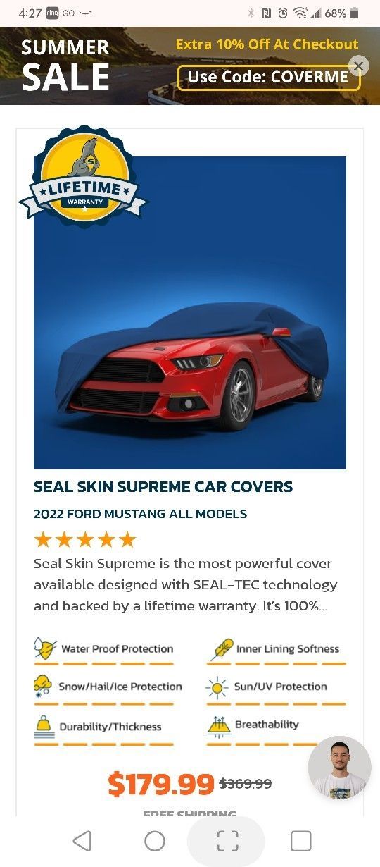 Mustang Car Cover Seal Skin