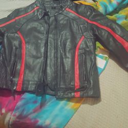 Perfect Biker Red & Black Motorcycle Jacket Size Small