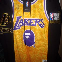 Nwts 2 Items Lakers Championship Hoodie And Bape Jersey 