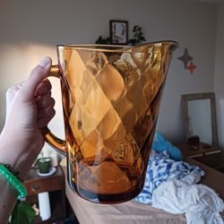 Vintage Amber Glass Pitcher