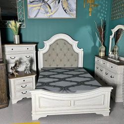 NEW🏞️ Delivery and Finance Available 🏞️Realyn Queen Upholstered Panel Bed, Dresser, Mirror, Chest and Nightstand 
