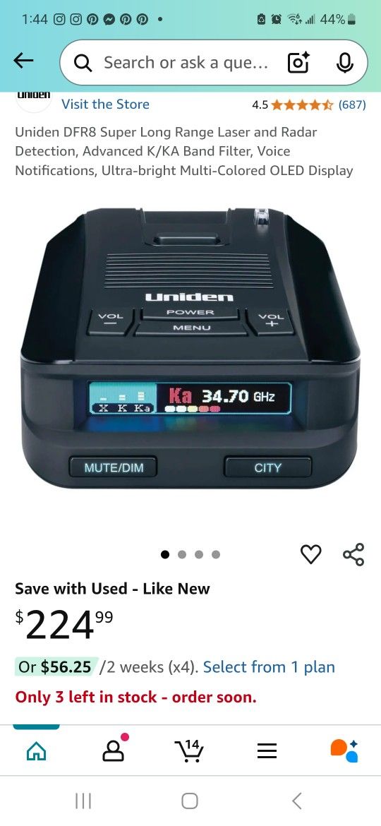 UNIDEN Super Long Range Laser And Radar Detector