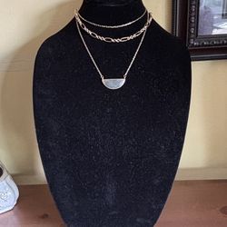 Elegant Multi-chain Gold Tone Necklace 