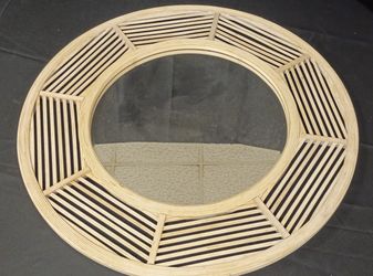 Round Bamboo Rattan Wall Mirror