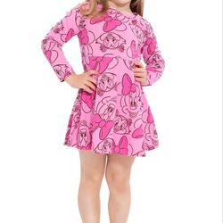 Minnie Mouse Toddler Girls Print Dress with Long Sleeves, Sizes 12M-2T
