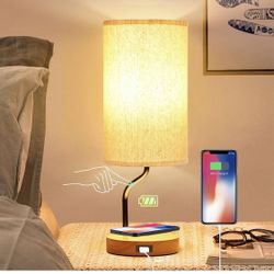 Beside Table Lamp Wireless Charger USB Port Touch Control LED