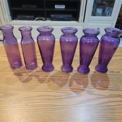 6 Purple Flower Vases