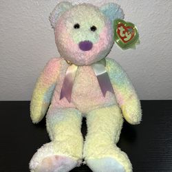 RARE RETIRED 1999 Original TY Beanie Buddy Groovy Tie-Dyed Bear MWMTs & ERRORS! 