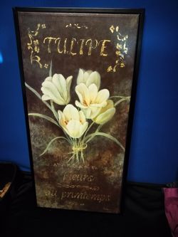 Canvas Art Print 20" X 40 Authenticity Cert. Fleur fond noir I