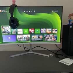Xbox X, Monitor And Turtle Beach Headphones
