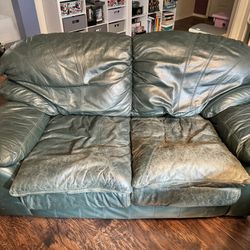 Leather Sofa Loveseat Green