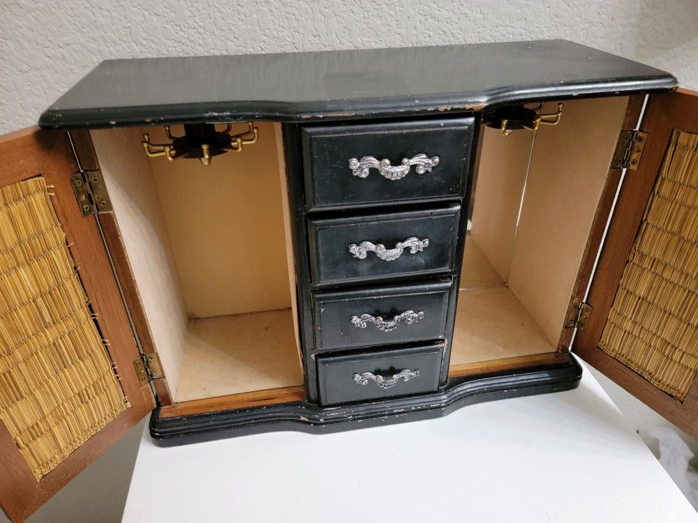 Heavy Wooden Large Jewelry Box 4 Drawer OR 2 Carousel