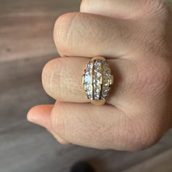 Princess Cut Simulated Diamond 3 Row Solitaire Engagement Ring 925