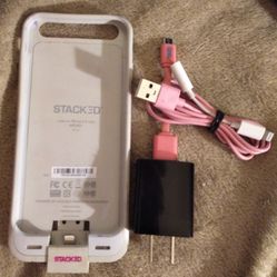Stacker iPhone 6 Portable Charger & Case. It Fit Right On Your Phone Ask Not A Case Comes With Chords Adapters Etc
