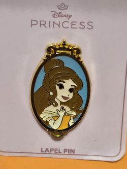 Disney Princess Belle Portrait Oval Frame Enamel Metal Pin Crown Design Accent