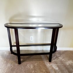 Side Table Wood with glass inserts