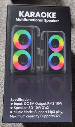 Karaoke Multifunctional Speaker T‑08 – NEW, 2 Wireless Mics, RGB Lights