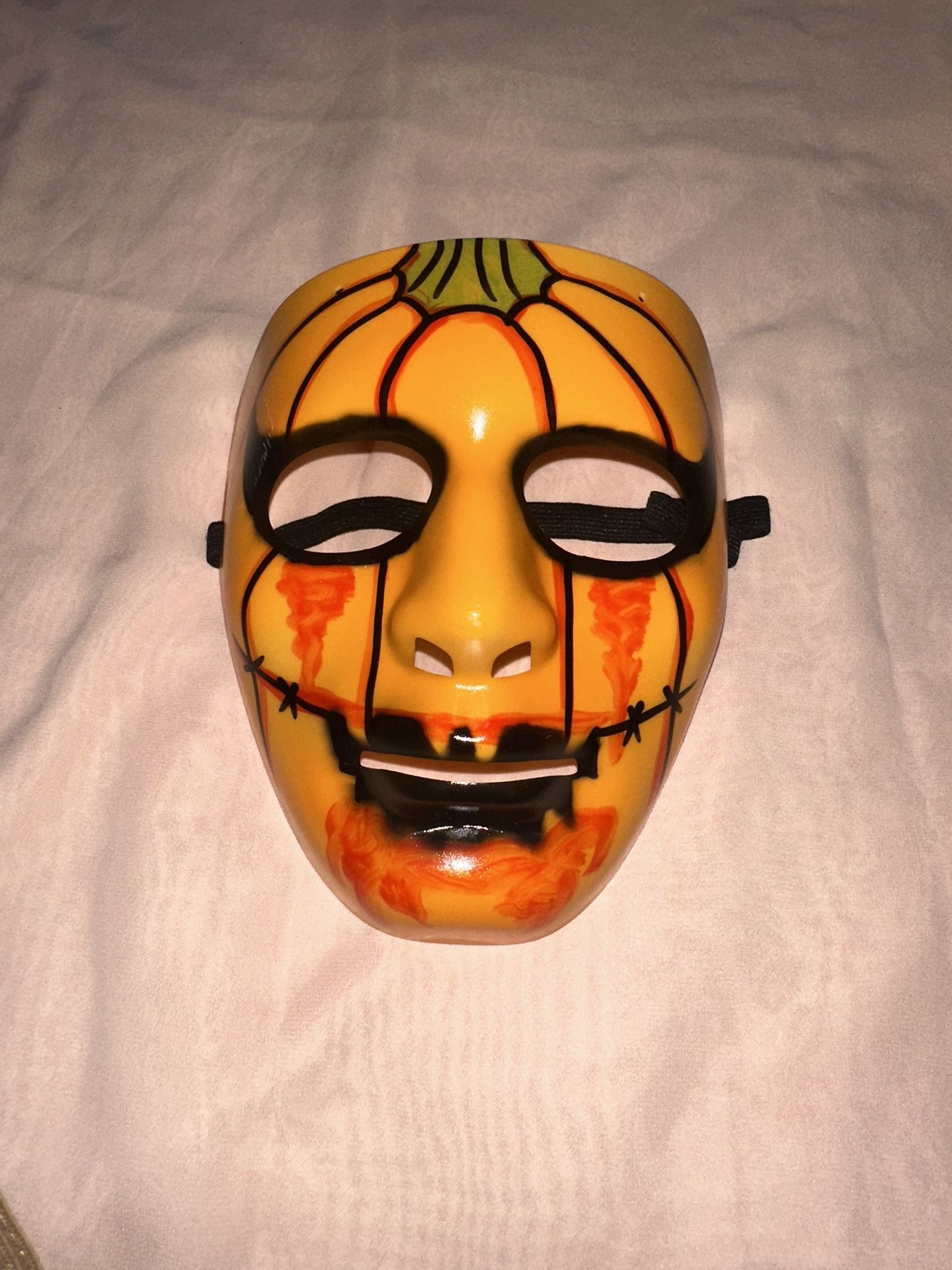 Evil Pumpkin Halloween Face Mask Trick Or Treating Scary Costume W| Head Strap