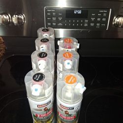 7 Cans Of Spray Paint Exterior - Flat Black And Orange
