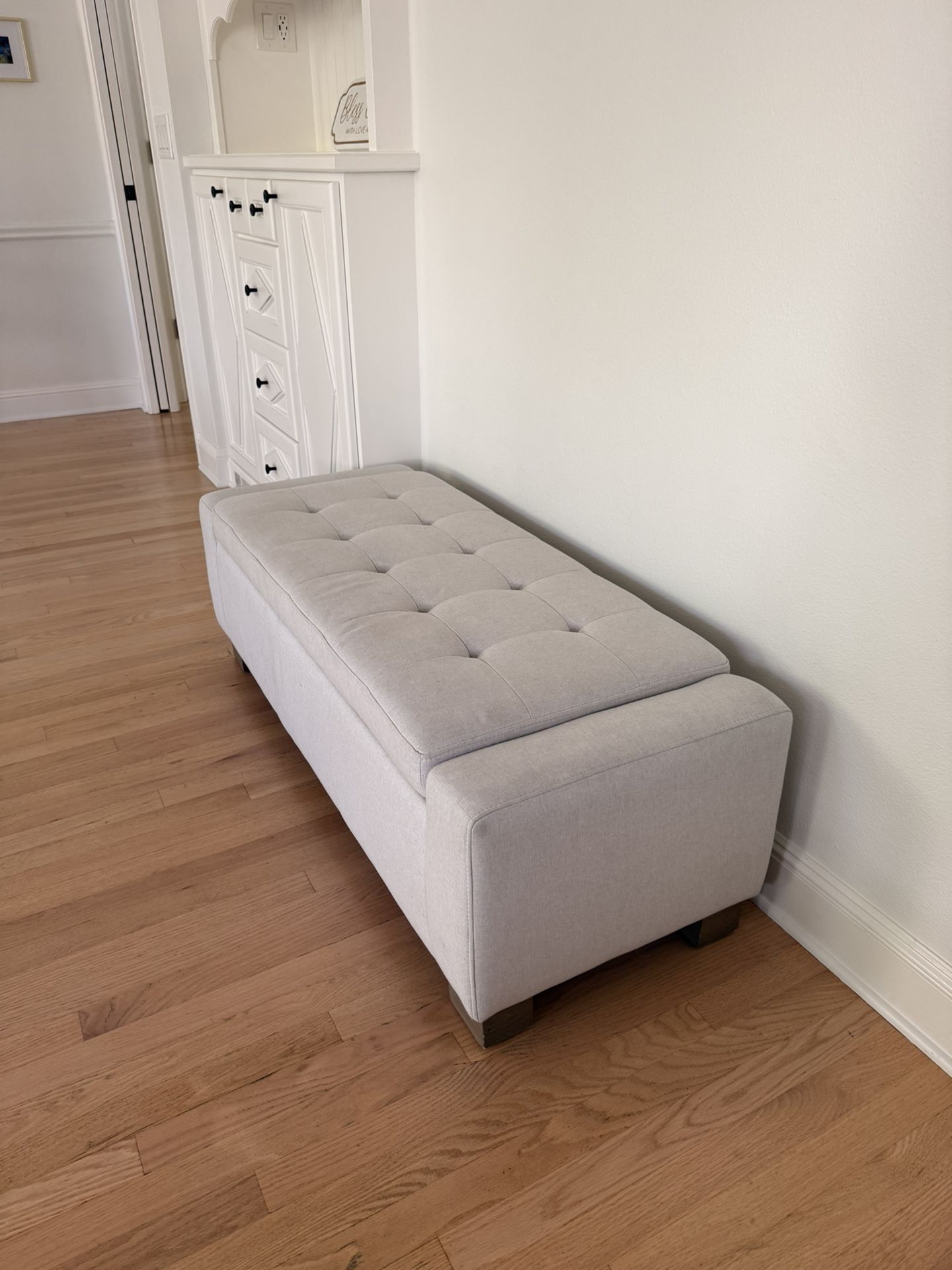 Light Grey Ottoman With Storage Space 