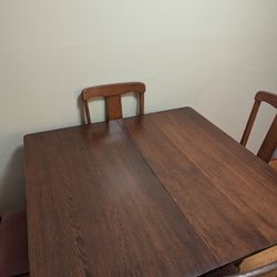 Vintage Wood Dining Table & Chairs Set