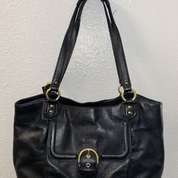   Coach Campbell Black Leather Belle Carryall Purse Handbag #F24961 #M1381 Women’s