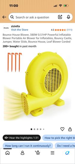 Inflatable bounce house blower
