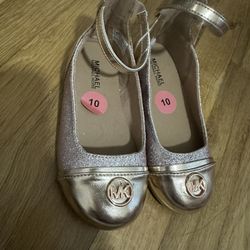 Michael Kors Flats Little Girls Size 10 Rose Gold