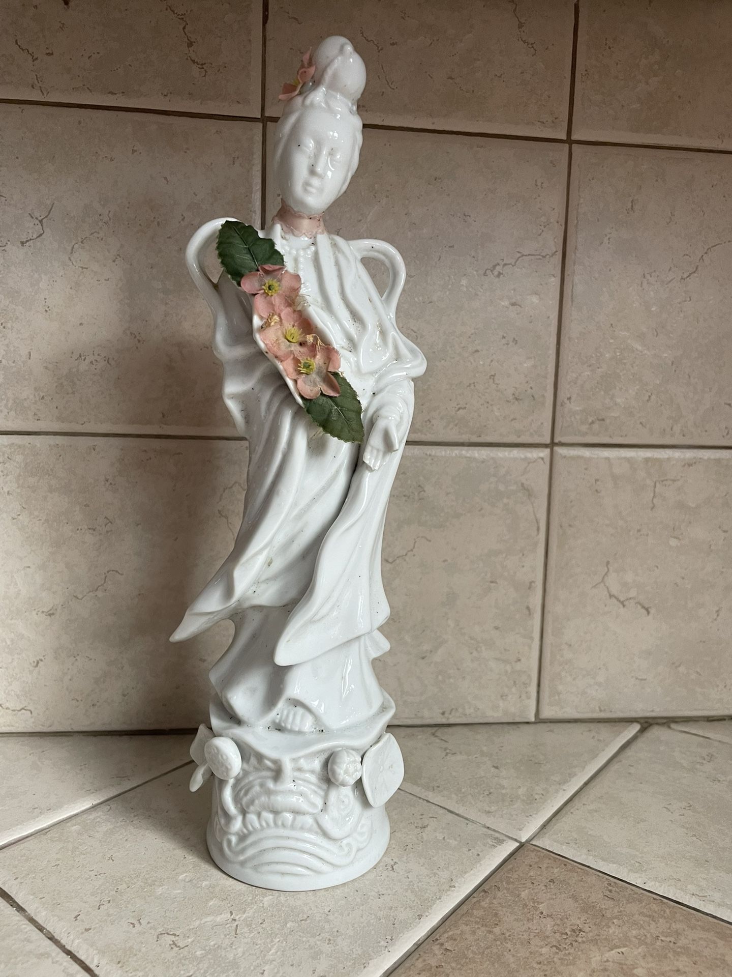 Antique porcelain White Geisha Statue