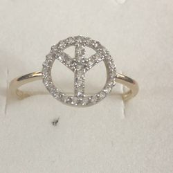 14kt Anillo De Oro Con Piedra CZ ☮️ Size 7