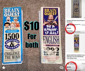 $10 FOR BOTH BRAIN QUEST ENGLISH 4th 6th ENGLISH AND 5th GRADE 1500 QUESTIONS CHALLENGES THE MIND