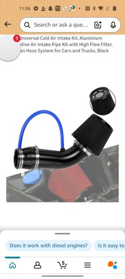 3-Inch Universal Cold Air Intake Kit, Aluminium Automotive Air Intake Pipe Kit with High Flow Filter, Induction Hose System for Cars and Trucks