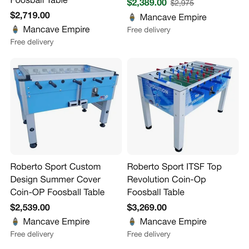 Roberto coin operated foosball table with cover