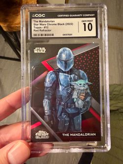 2022 Topps chrome black Mandalorian Grogu CGC gem mint 10 red refractor /5