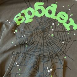 Sp5der Hoodie Used Grey And Green Size L