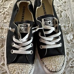 Converse All Star Bejewelled Bridal Low Top Tennis Shoes Size 8 New Rare