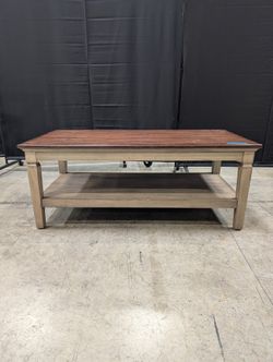 Two-Tone Wood Coffee Table with Lower Shelf