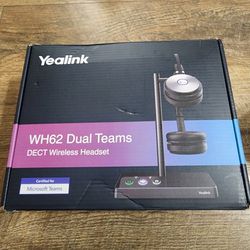 Yealink WH62 Mono Wireless DECT Headset, Teams Certified, Single Ear Office Headset for Desk Phone and Computer Softphone, Noise Canceling Microphone