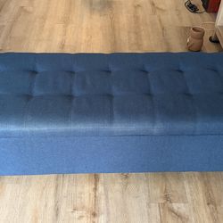 Idalynn 50" Wide Tufted Rectangle Storage Dark Navy Blue Ottoman