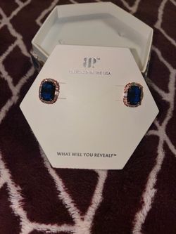 Blue Crystal Halo Stud Earrings