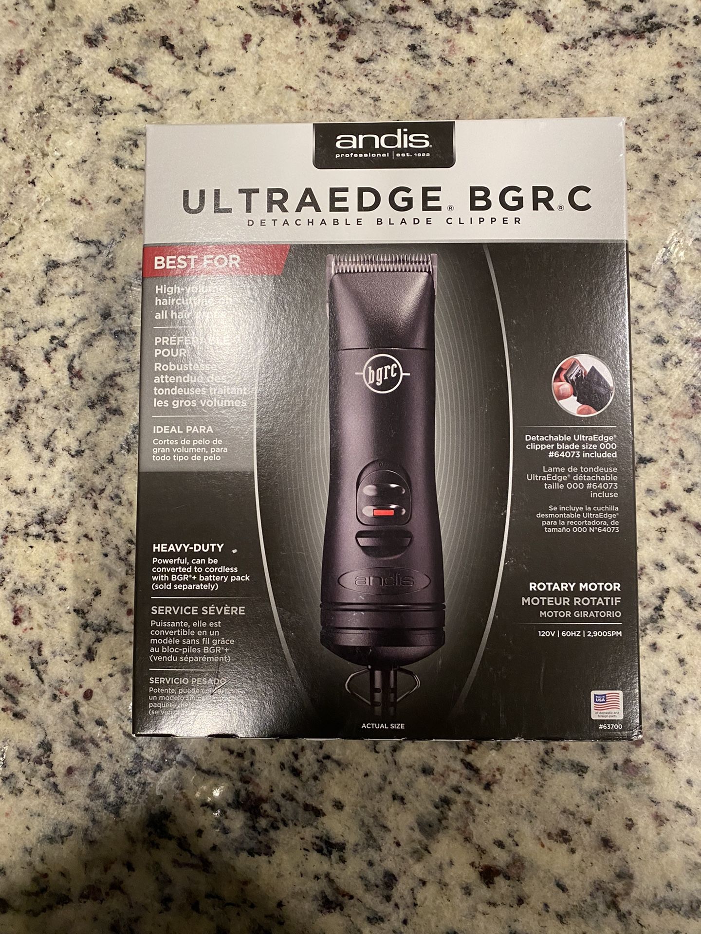 Andis 63700 BGRC Hair Clipper with Detachable Blade, Black