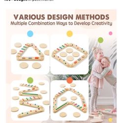 Wooden Balance Beam, 6 PCS Toddler Balance Boards, Montessori Balance Beam for Kids
